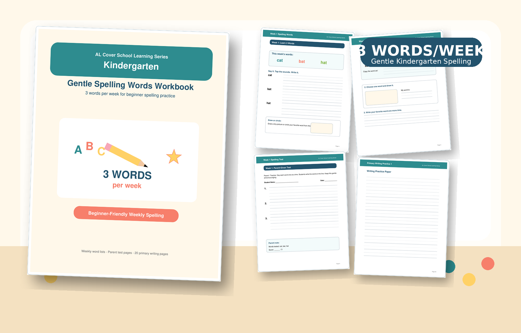 Kindergarten Gentle Spelling Words Workbook