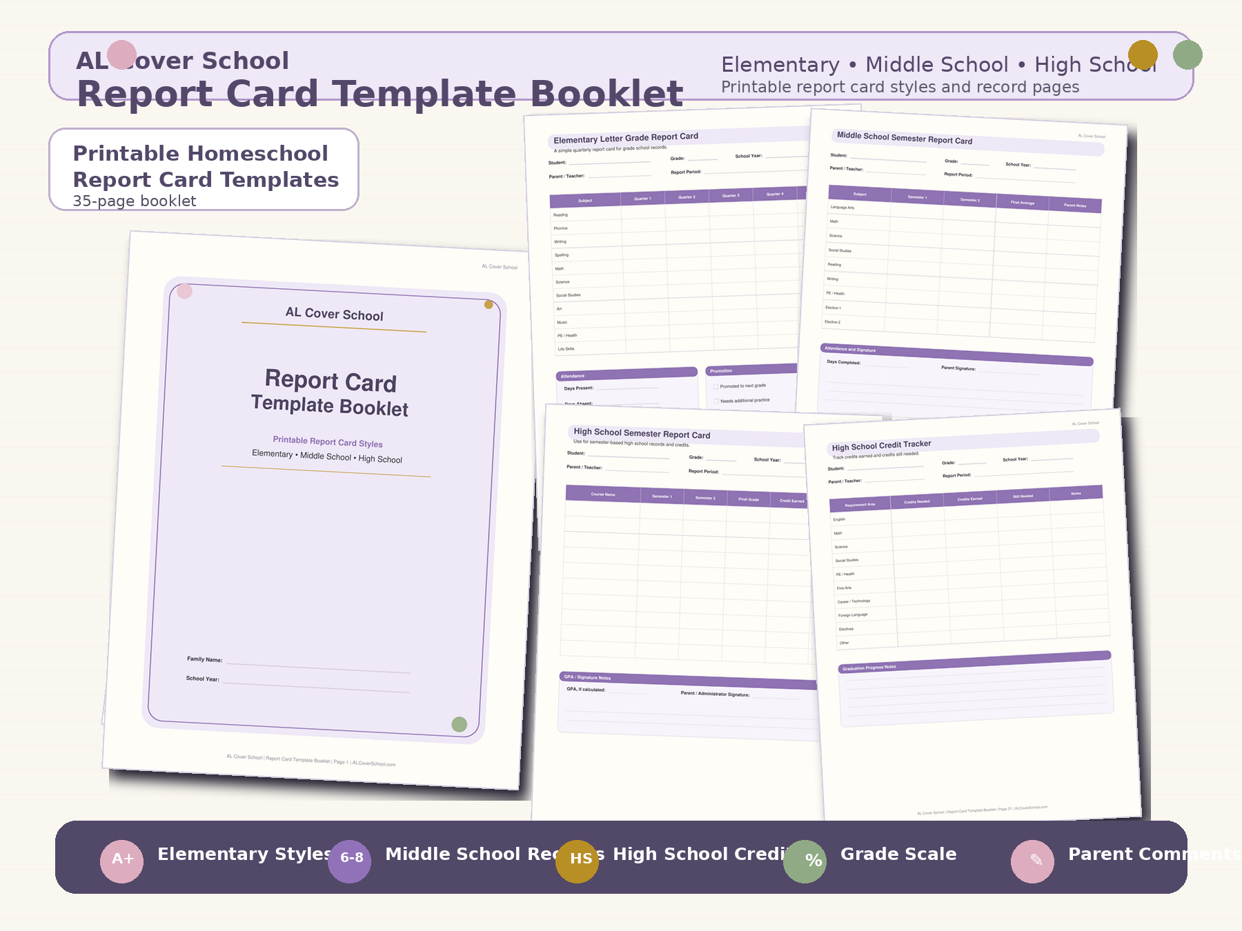 Report Card Template Booklet