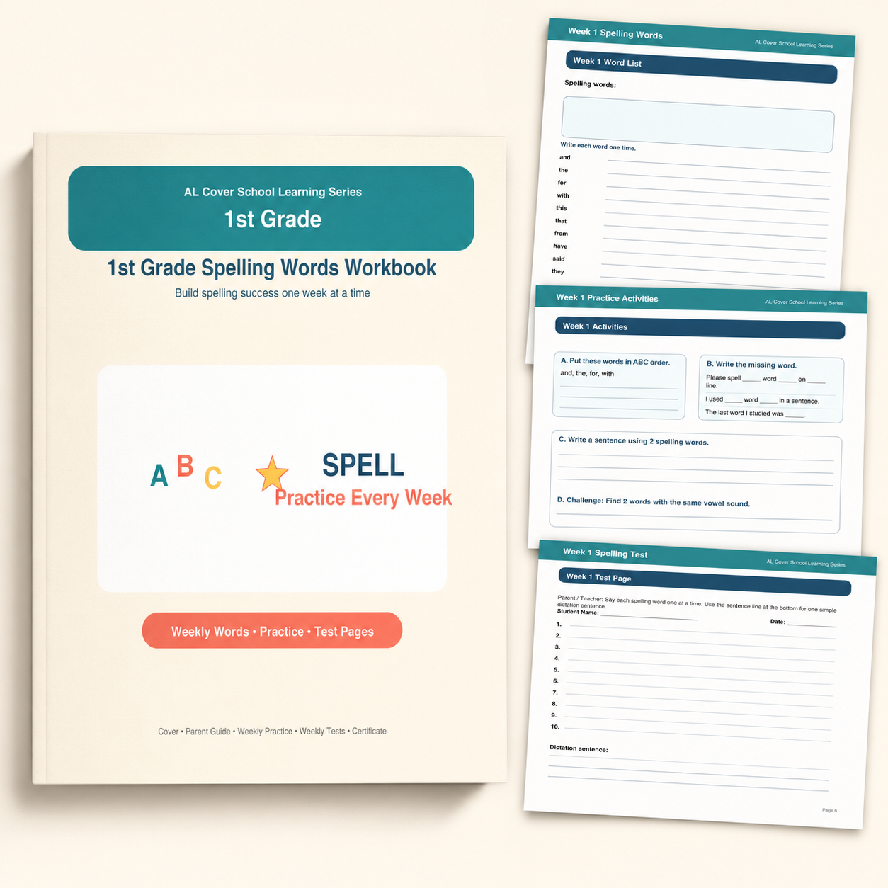 1st Grade Spelling Words Workbook