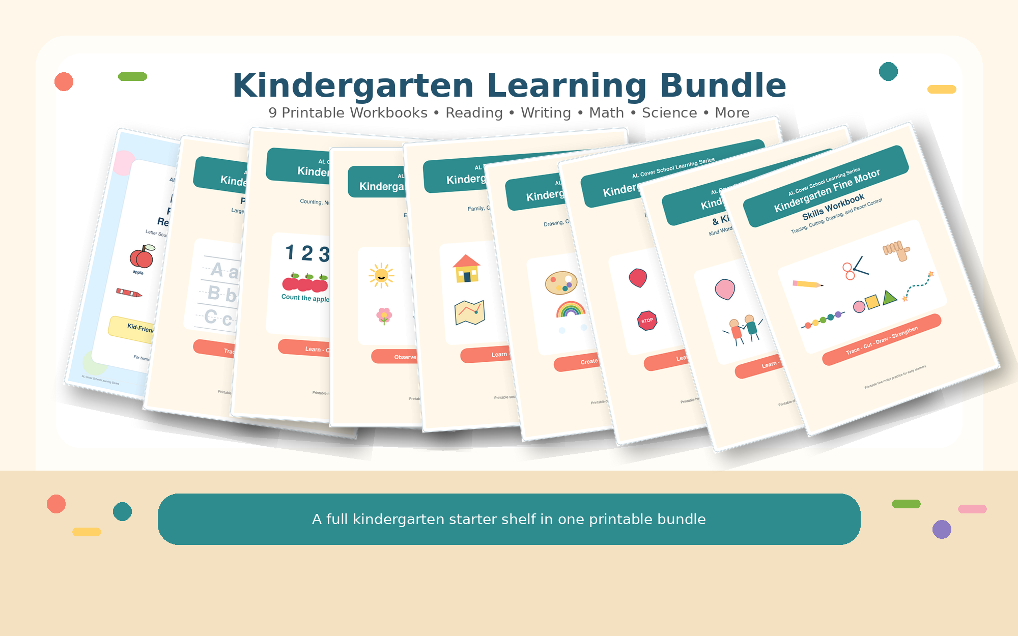Kindergarten Learning Bundle | 9 Printable Workbooks for Early Learners